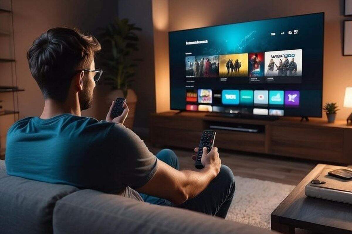 A sleek smart TV streaming the best Canadian IPTV services.