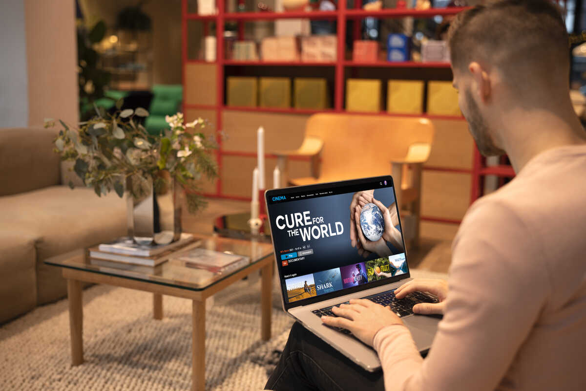 IPTV services interface showcasing various channels and content.