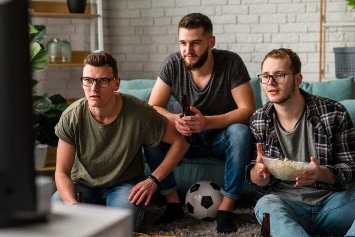 A digital screen showcasing IPTV services with Canadian channels.